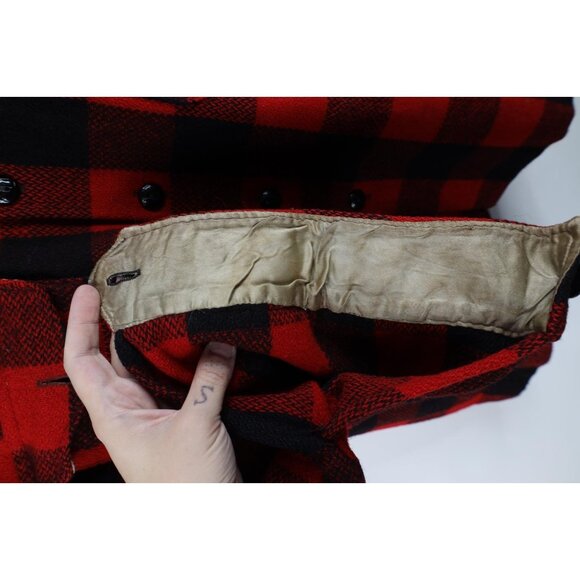 Vintage 50s Hudsons Bay Company Mens Medium Wool Button Shirt Jacket Plaid USA - Picture 5 of 12